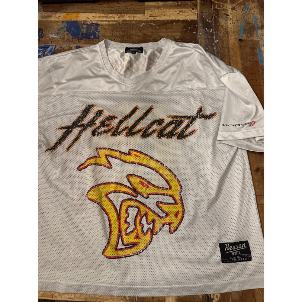 Reason Sports x Dodge Hellcat Jersey White Mesh Limited Edition Mens Large 15